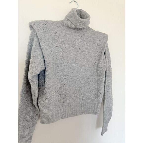 ASTR the Label Textured Turtleneck Wool Blend Light Gray Sweater Sz XS - Picture 4 of 9